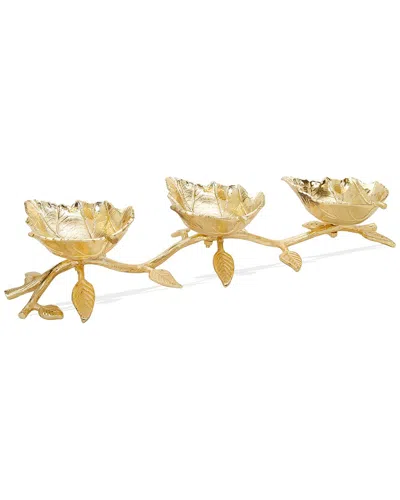 Alice Pazkus Leaf 3 Sectional Relish Dish In Gold