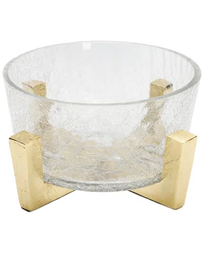 Alice Pazkus Hammered Glass Bowl On Block Base In Transparent