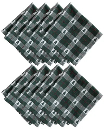 Elrene Home Fashions Set Of 8 Sherwood Tree Dobby Cotton Napkins In Green