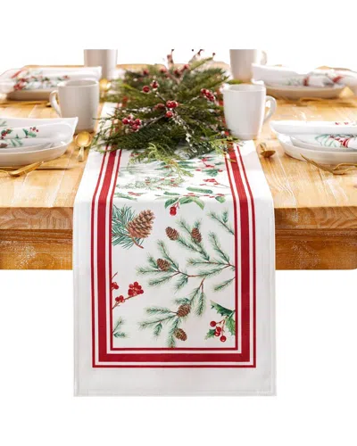 Elrene Home Fashions Winter Holiday Berry Fabric Table Runner In Multi
