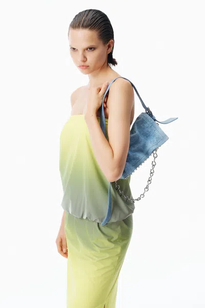 Alexander Wang Ricco Crushed Flap Bag Leather Slim In Blue