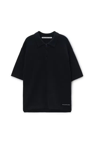 Alexander Wang Wool Polo Shirt In Black