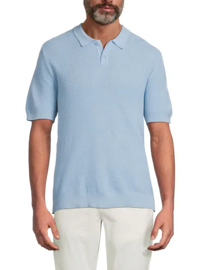 Saks Fifth Avenue Men's Piqué Knit Polo Shirt In Blue