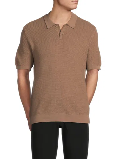 Saks Fifth Avenue Men's Piqué Knit Polo Shirt In Brown