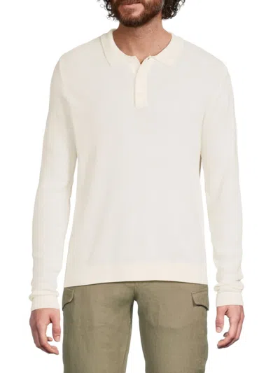 Onia Men's Long-sleeve Cotton Polo Shirt In White