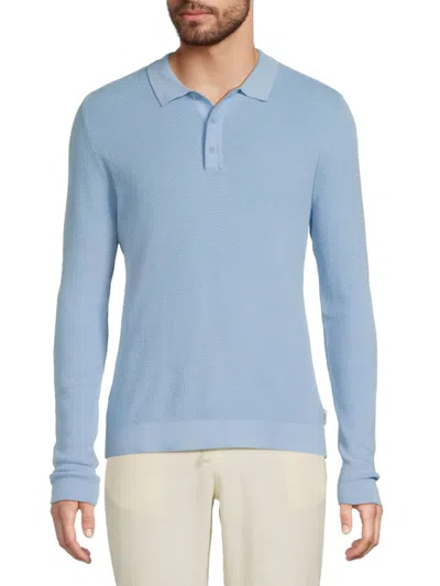 Onia Men's Long-sleeve Cotton Polo Shirt In Blue