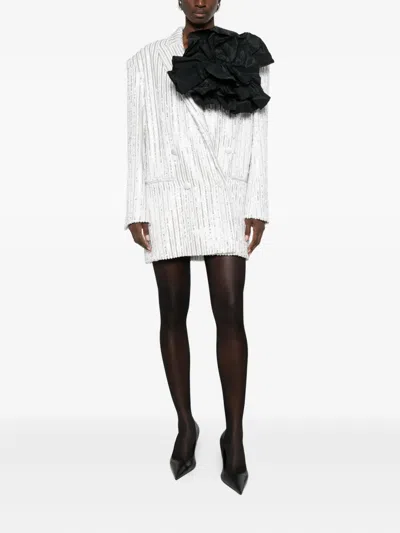 Redemption Sequinned Flower-appliqué Jacket In White