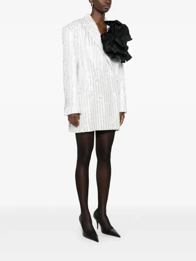 Redemption Sequinned Flower-appliqué Jacket In White