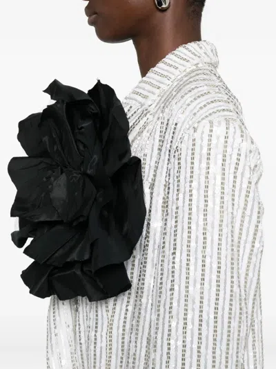 Redemption Sequinned Flower-appliqué Jacket In White