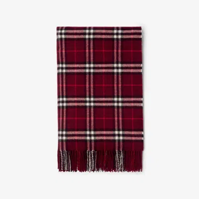 Burberry Wide Check Cashmere Scarf In Burgundy