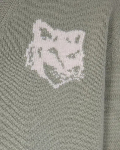 Maison Kitsuné Fox Motif Buttoned Cardigan In Gray
