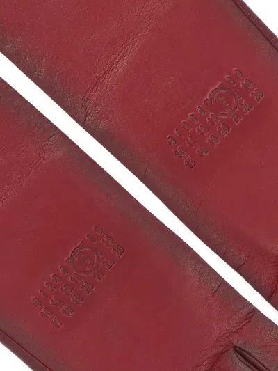 Mm6 Maison Margiela Lamb Leather Gloves In Burgundy