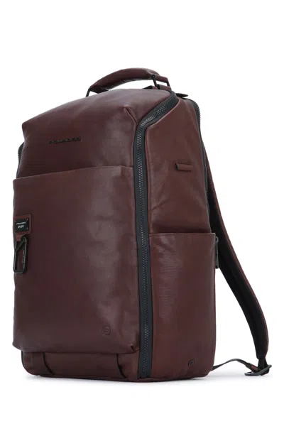 Piquadro Zip Top Handle Backpack In Burgundy