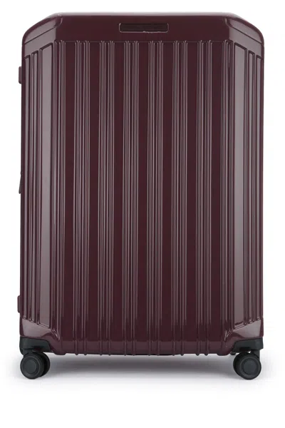 Piquadro Four Wheel Hard Shell Travel Trolley In Burgundy