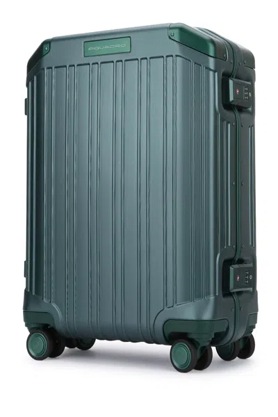 Piquadro Hard Shell Travel Trolley With Four Wheels In Blue