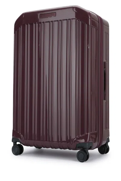Piquadro Four Wheel Hard Shell Travel Trolley In Burgundy