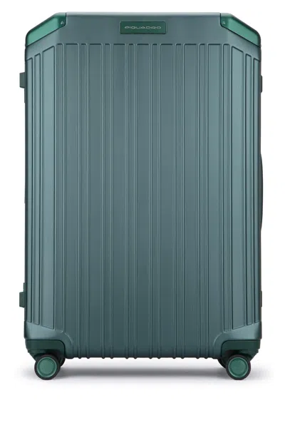 Piquadro Hard Shell Travel Trolley With Four Wheels In Green