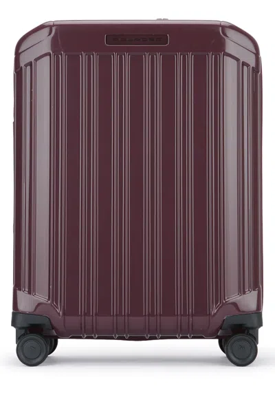 Piquadro Four Wheel Hard Shell Travel Trolley In Burgundy