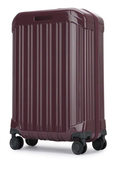 Piquadro Four Wheel Hard Shell Travel Trolley In Burgundy