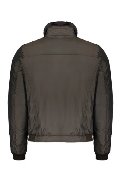 Moorer Modern Lightweight Jacket With Zip And Collar In Brown