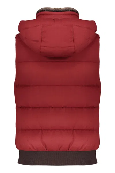 Moorer Hooded-neck Gilet In Burgundy