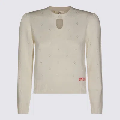 Chloé Wool And Cashmere Fitted Sweater With An Openwork Motif Clothing In Multi