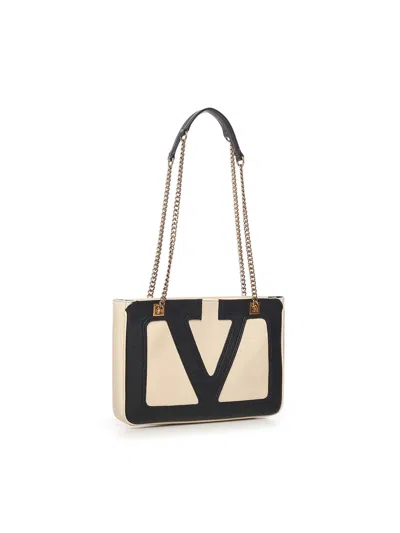 Valentino Butter White Viva Superstar Small Shopping Bag In Multi