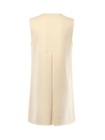 Valentino V-logo Wool-cashmere Button-front Vest Dress In Neutral