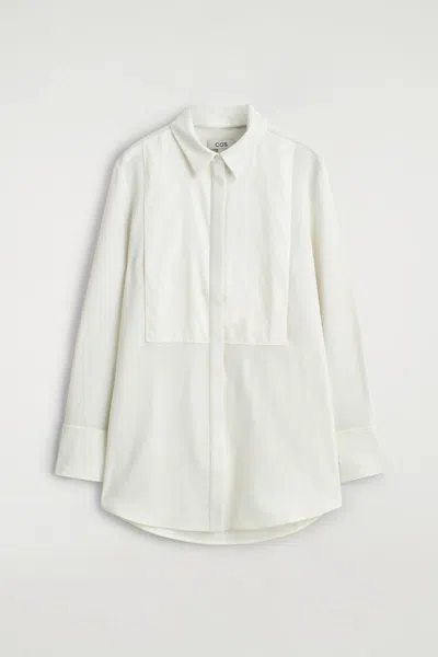 Cos Wool-blend Tuxedo Shirt In White