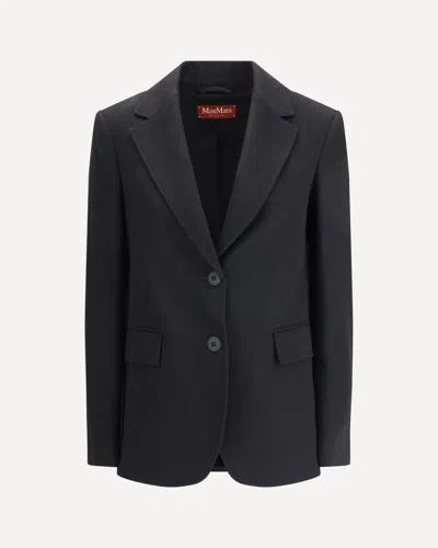 Max Mara Single-breasted Wool Broadcloth Blazer In Black