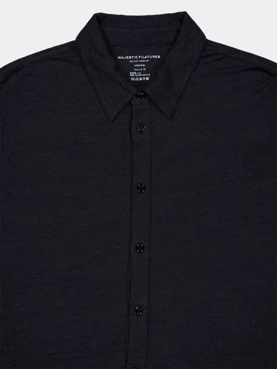 Majestic Stretch-linen Shirt In Black