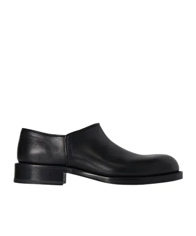 The Row Nobilis Leather Slip-on Shoes In Black