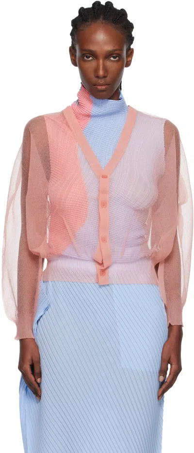 Issey Miyake Pink Encase Cardigan In Multi