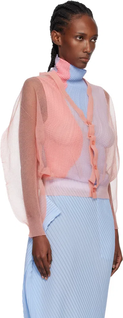 Issey Miyake Pink Encase Cardigan In Multi