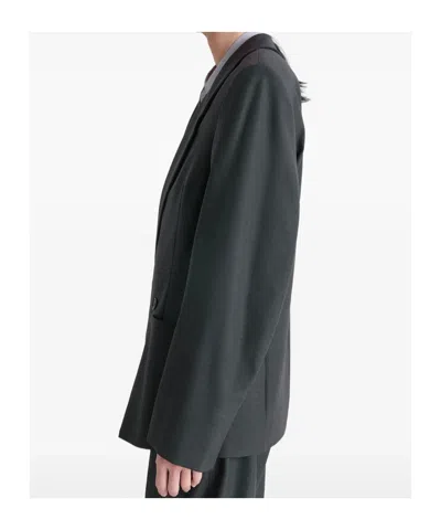 Lemaire Double-breasted Patch-pocket Blazer In Gray