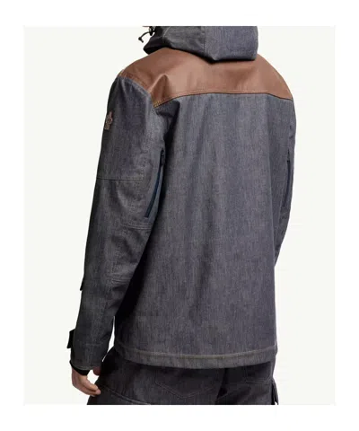 Moncler Denim Ski Jacket With Hood And Pockets In Multi