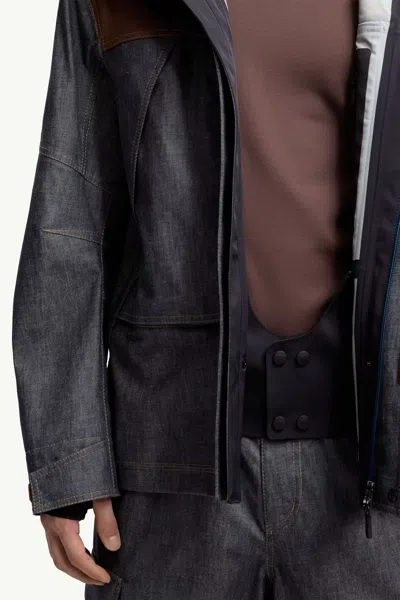 Moncler Denim Ski Jacket With Hood And Pockets In Multi