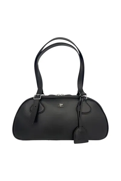 Courrèges Friday Medium Leather Bags In Black