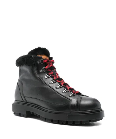 Santoni Round Toe Chelsea Boots In Black