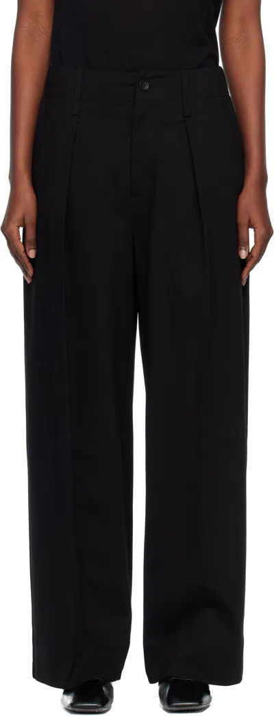 Issey Miyake Black Simple Ensemble Trousers In Black