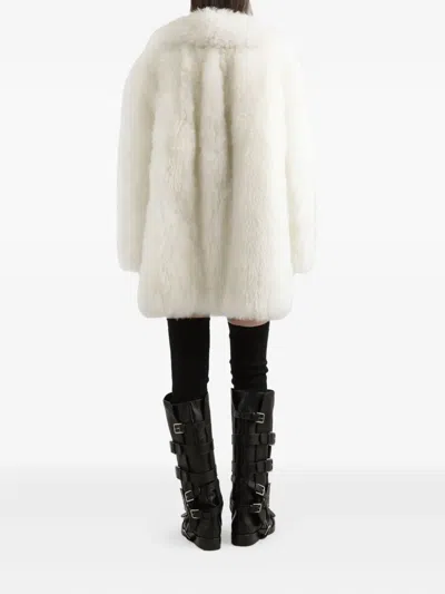 Dolce & Gabbana Single-breasted Coat With Faux Fur In White