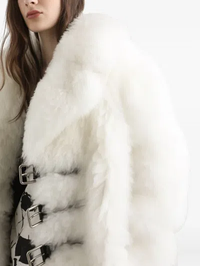 Dolce & Gabbana Single-breasted Coat With Faux Fur In White