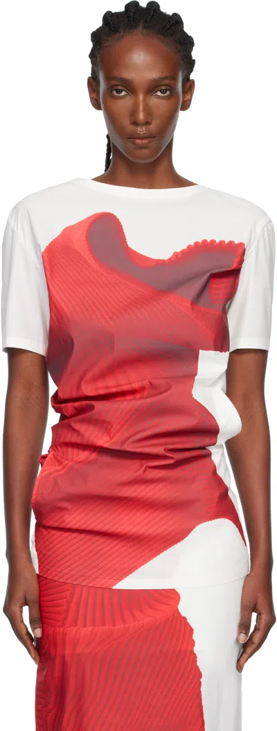 Issey Miyake Knit As Represented Top In Red