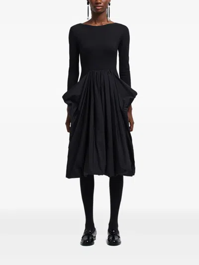 Emporio Armani Punto Milano Bubble Hem Dress In Black