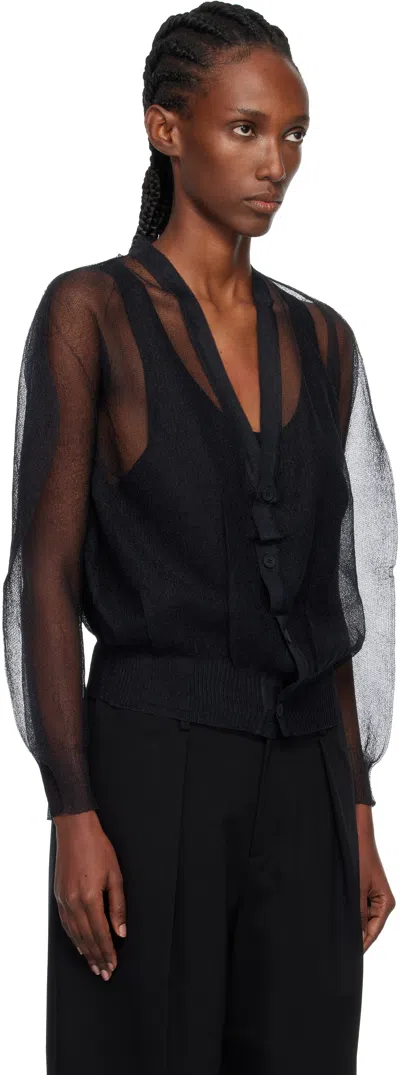 Issey Miyake Black Encase Cardigan In Animal Print