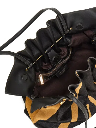 Ferragamo Medium Animal-print Gancini-pin Shoulder Bag In Multi