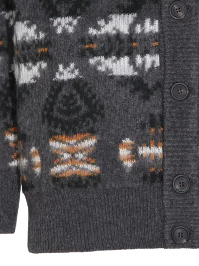 Altea Patterned Button Cardigan In Gray