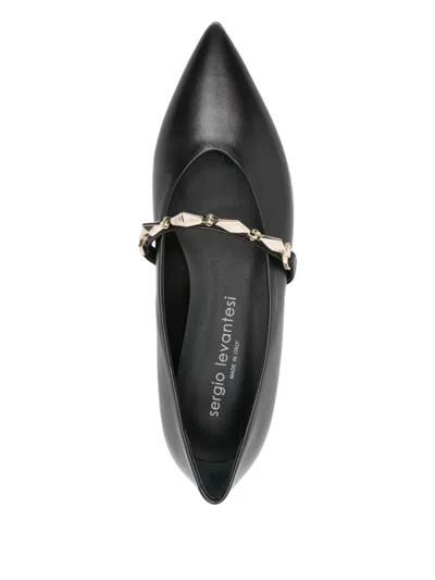Sergio Levantesi Virna56 Studded Strap Ballet Flats In Black