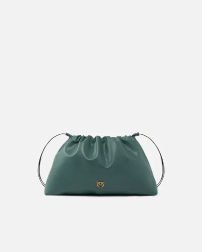 Pinko Large Shoulder Clutch In Leather With Love Birds Logo