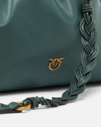 Pinko Large Shoulder Clutch In Leather With Love Birds Logo